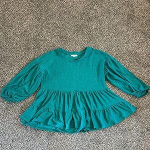 Blu Pepper Teal Ruffle Blouse